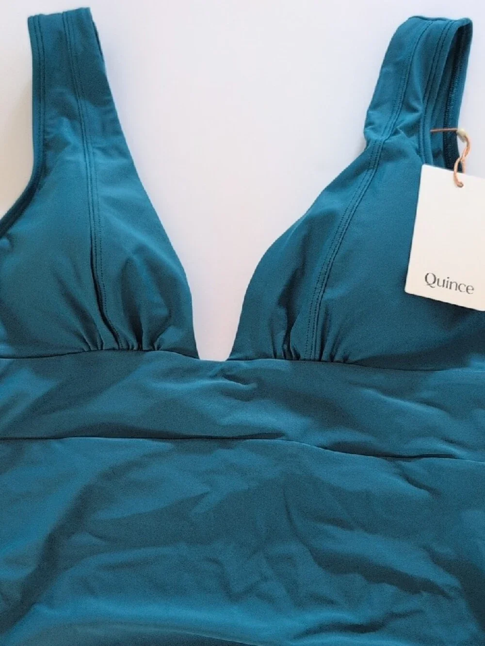 Quince Italian PlungTeal One-Piece Swim Suit  Large NWT - Picture 3 of 9